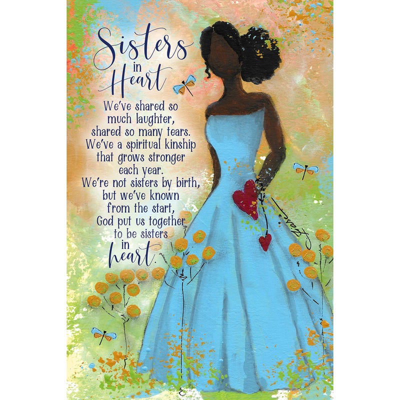 DEXSA Sisters in Heart Wood Plaque - Made in the USA - 6x9 - Durable, Colorful Vertical Wall Tabletop Art Decoration with Easel and Hanging Hook | We've share so much laughter, shared so many tears - Image 1
